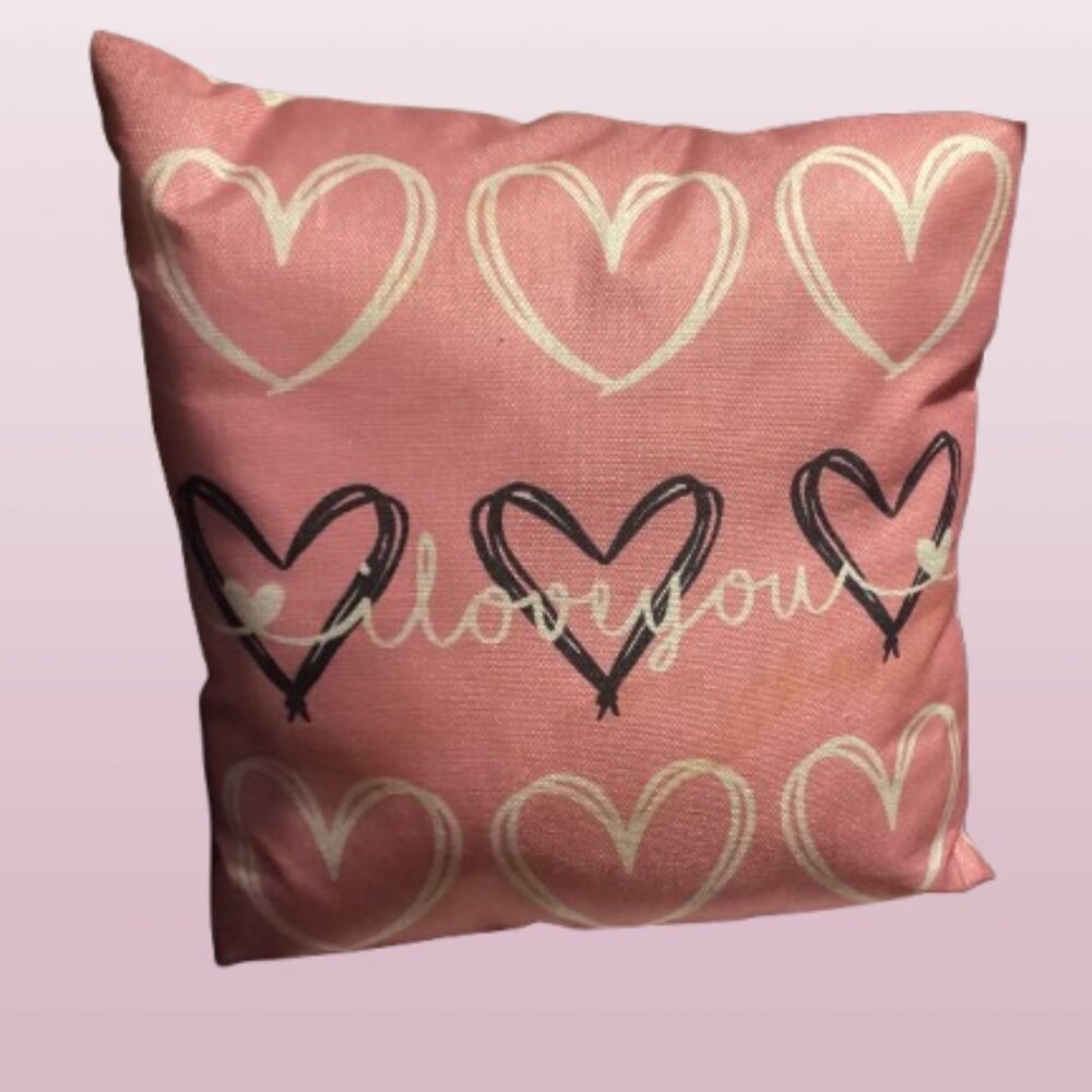 Pink "I Love You" pillow